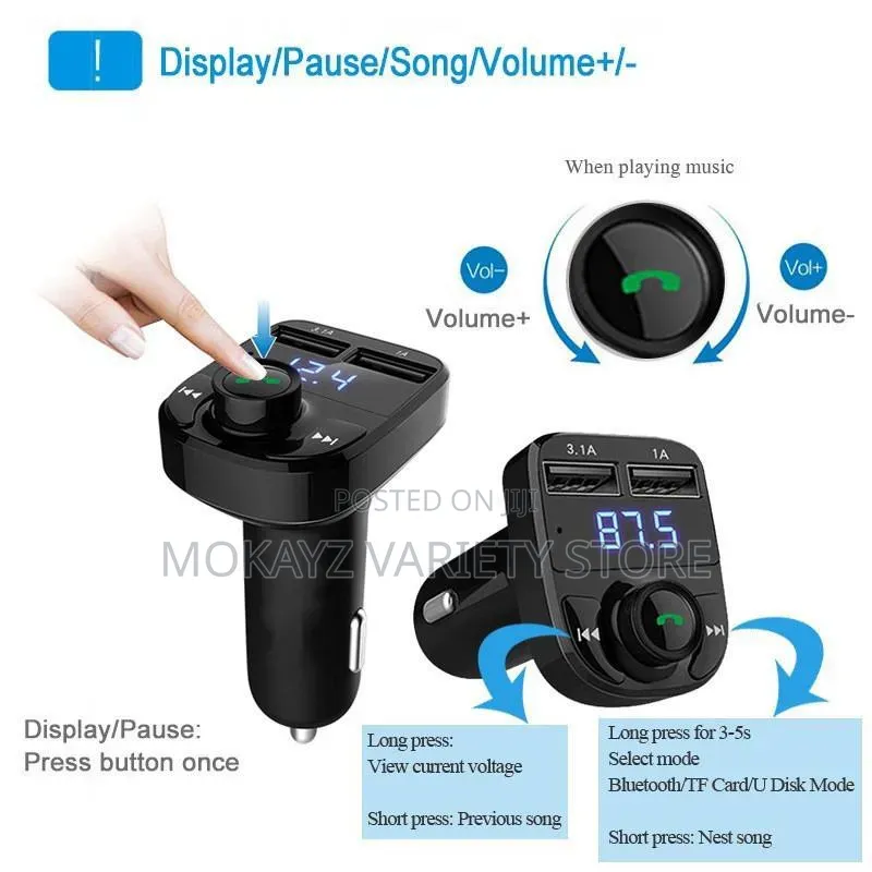 Multifunctional Wireless Car Mp3 Player Fast Charger With RGB Light