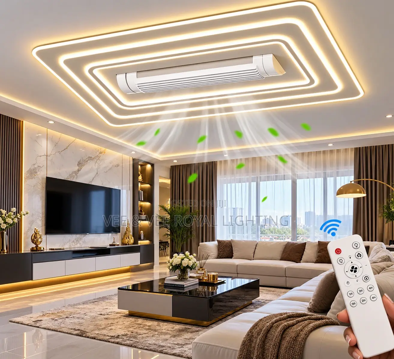 Big Size 1200 AC Fan Light With Remote Control- Living Room, Reception