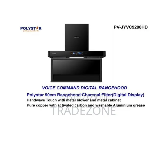 Polystar 90CM Range Hood With Handwave Voice Control – PV-JYVC9200HD