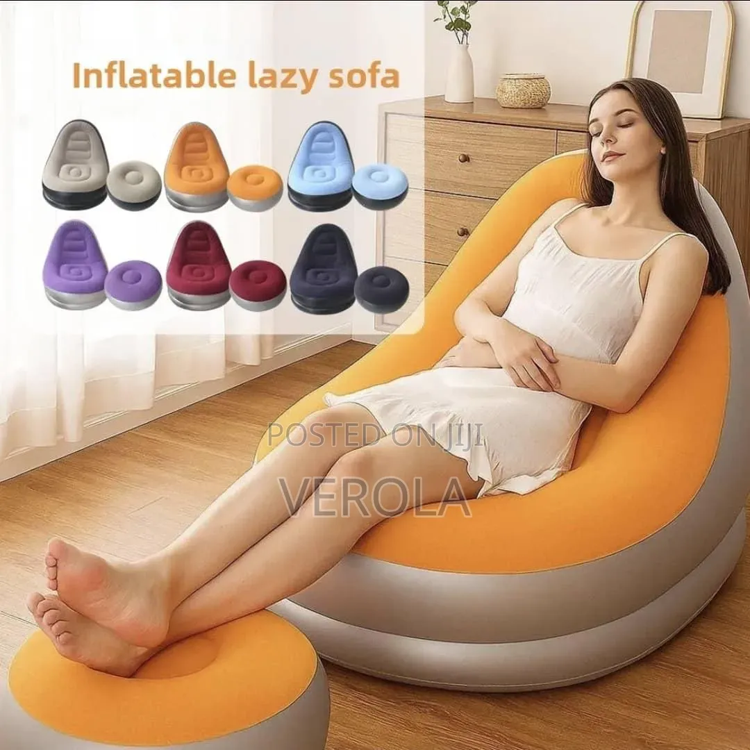 Inflatable Lazy Sofa Set With a Matching Footrest Ottoman.
