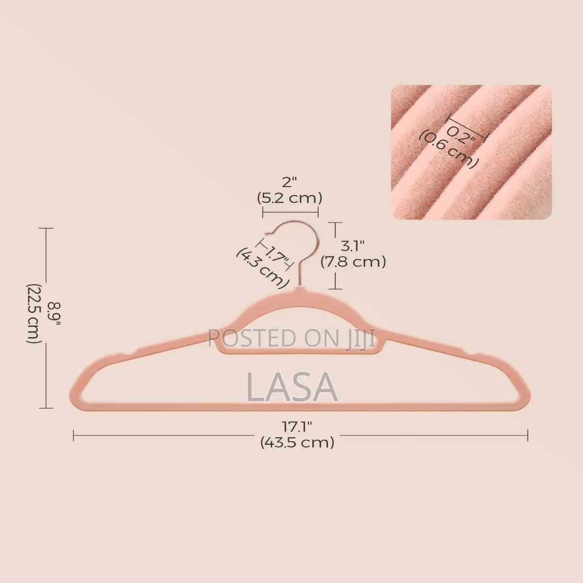 LASA 60 Velvet Hangers With Rose Gold Hook