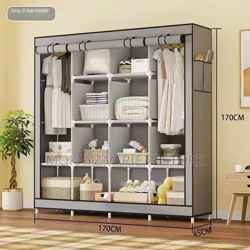 12-Compartment 4-Door Multifunctional Strong Dustproof Fabric Wardrobe