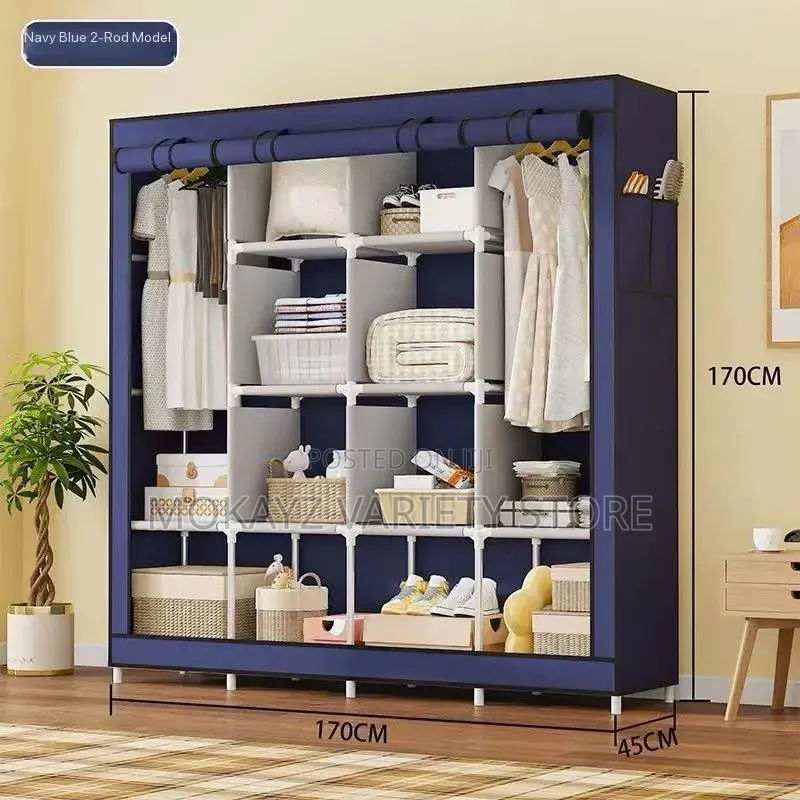 12-Compartment 4-Door Multifunctional Strong Dustproof Fabric Wardrobe