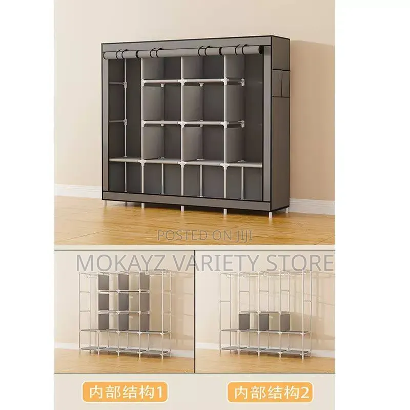 12-Compartment 4-Door Multifunctional Strong Dustproof Fabric Wardrobe