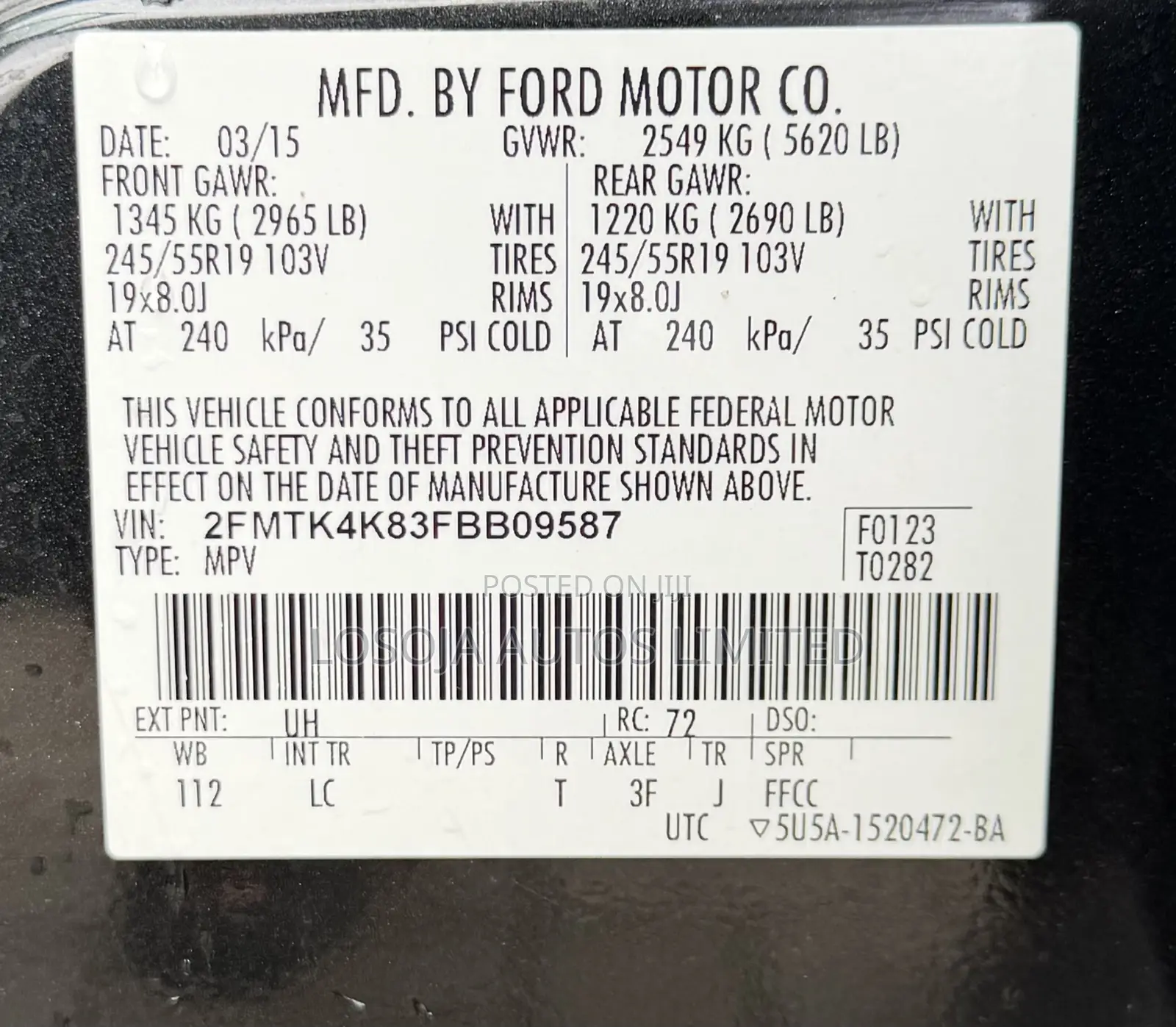 Ford Edge Titanium 4dr SUV (2.0L 4cyl Turbo 6A) 2015 Black