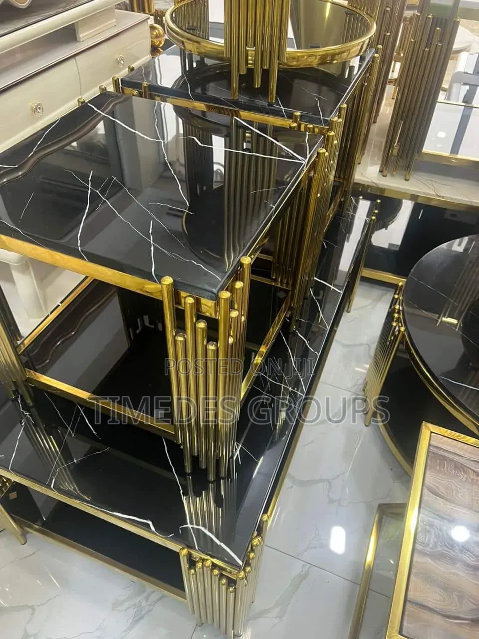 3 in 1 Gold Bass Center Table