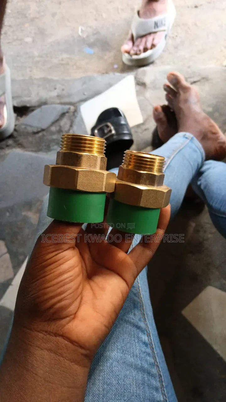 PPR Male Brass Transition Union Fitting With a Green Plastic
