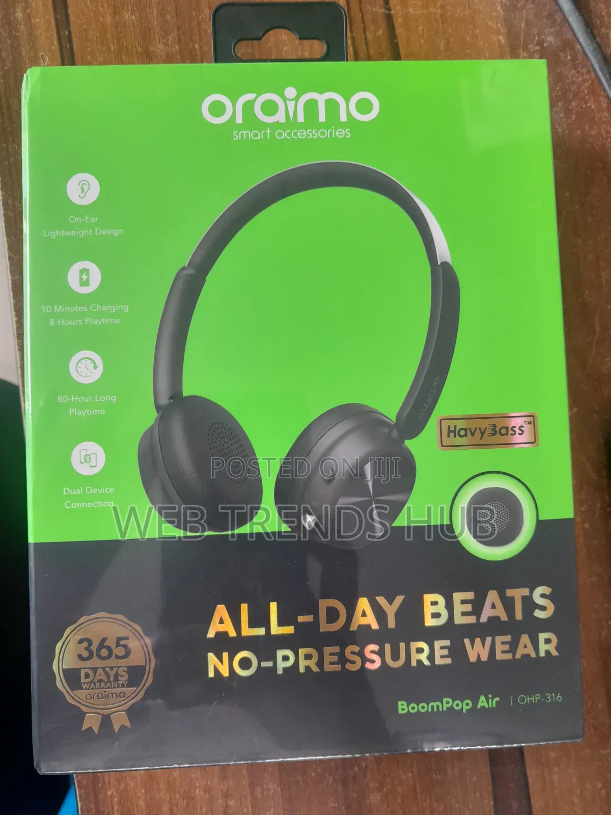 Oraimo Bluetooth Headphones BoomPop Air (OHP-316) - Dual Device