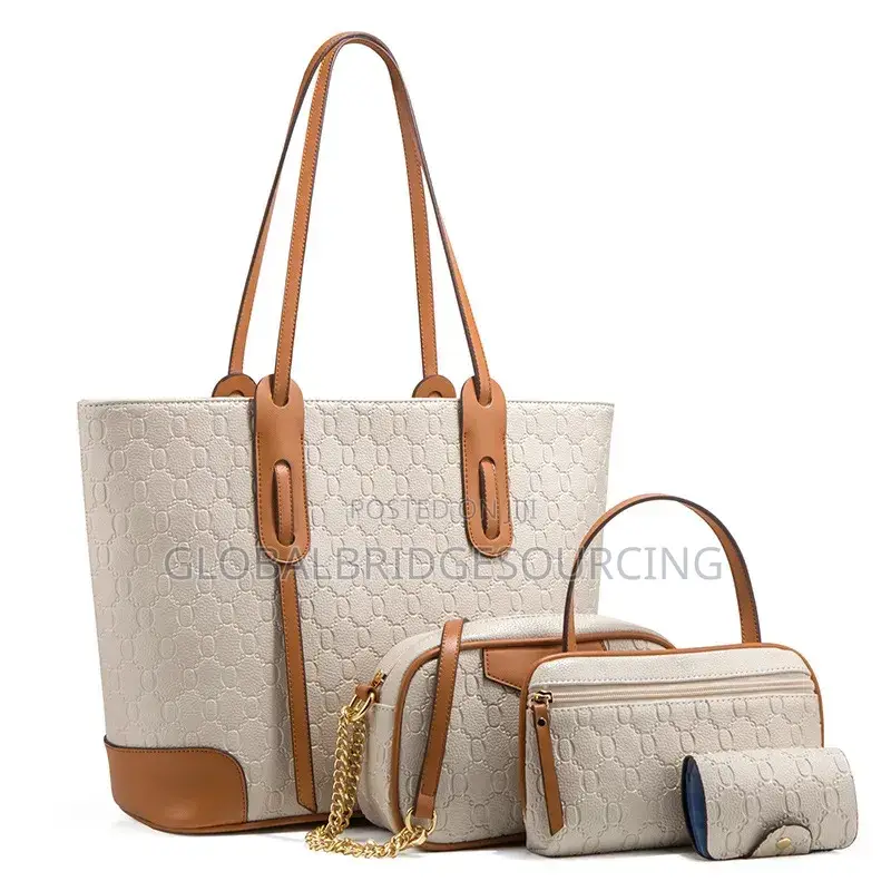 Elegant Women's 4-Piece Tote, Crossbody, Pouch & Card Holder Combo Set
