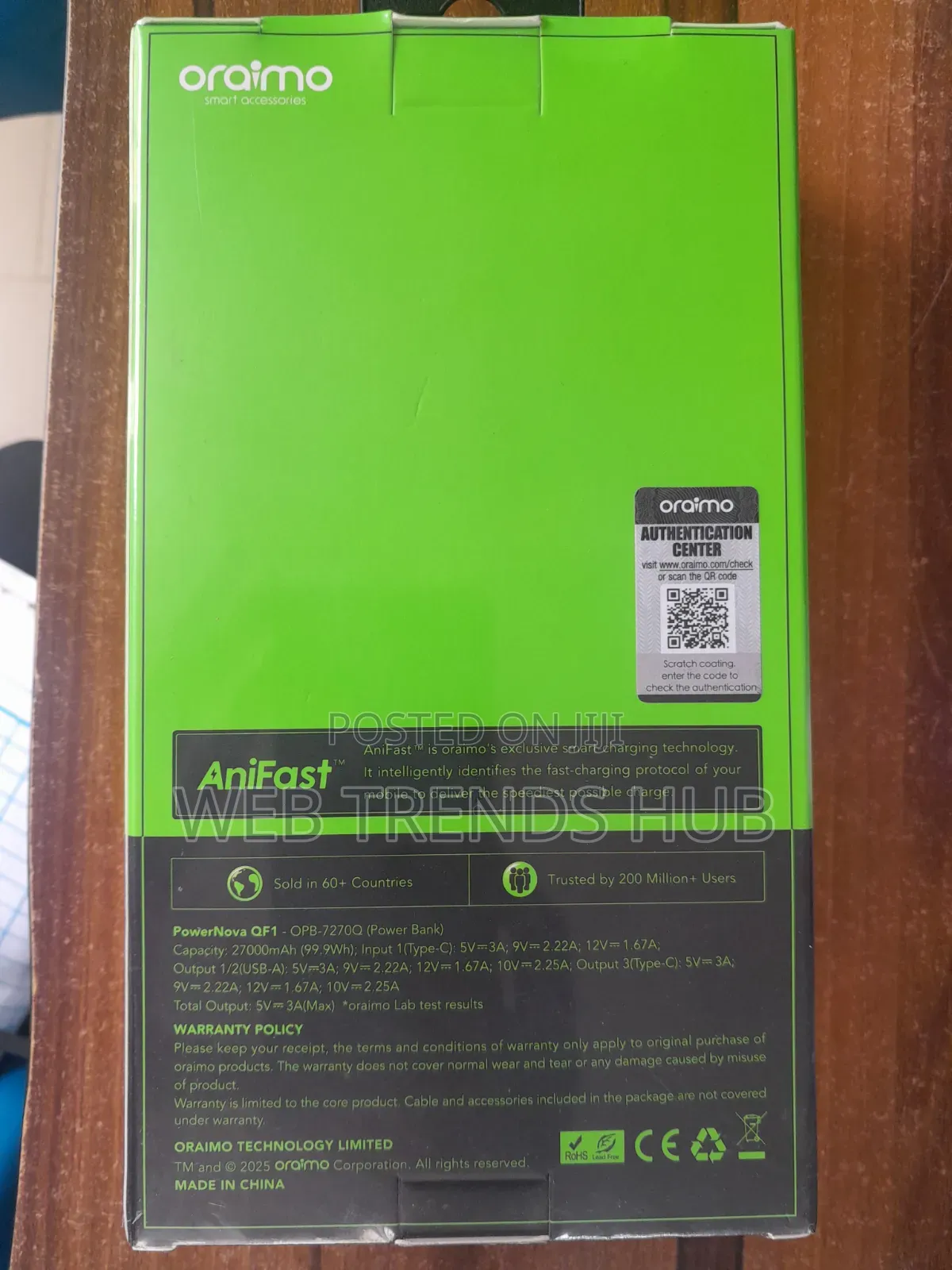 Oraimo PowerNova QF1 27000mAh 22.5W Fast Charging Powerbank