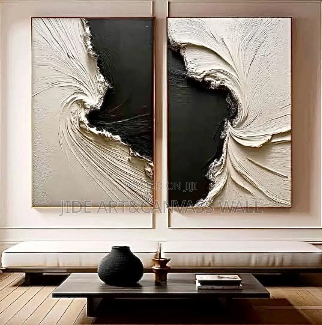 A Modern Abstract 2 Panel Canvas Art Wall Frame