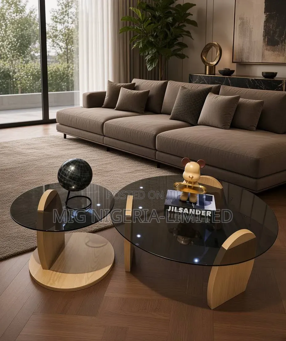 Modern Elegant Glass Centre Table
Wooden Base 2set