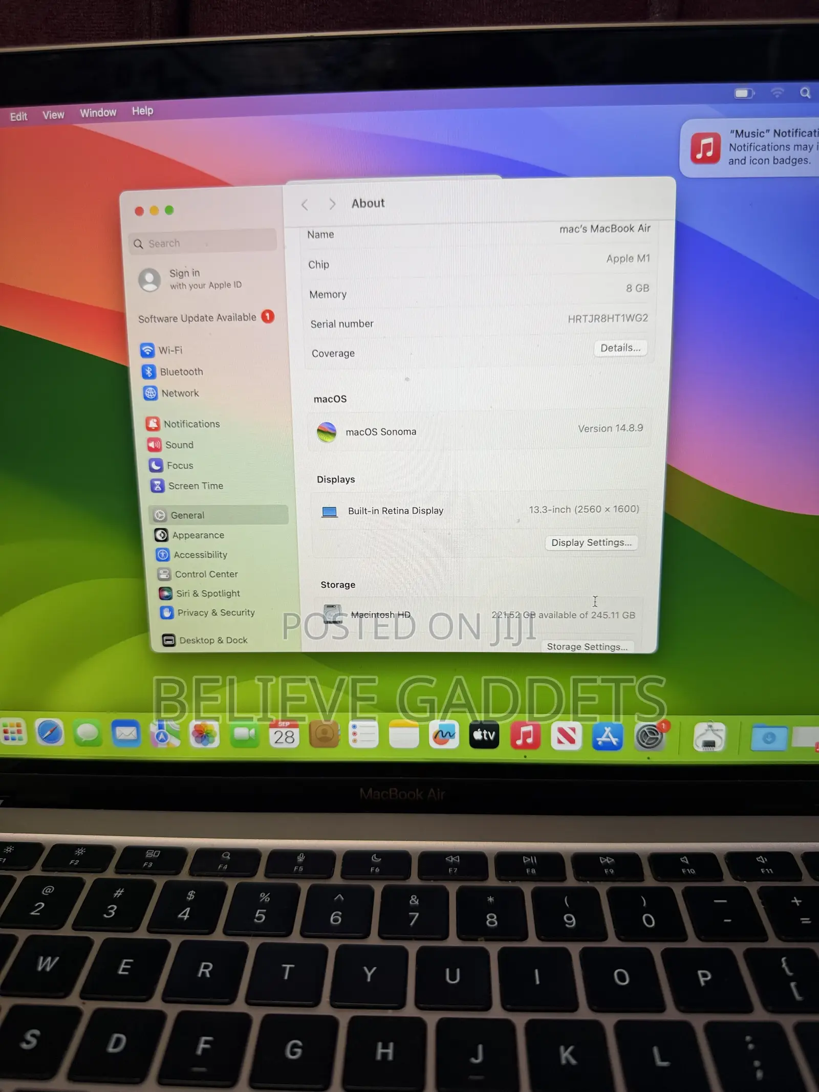 Laptop Apple MacBook Air 8GB Apple M1 SSD 256GB