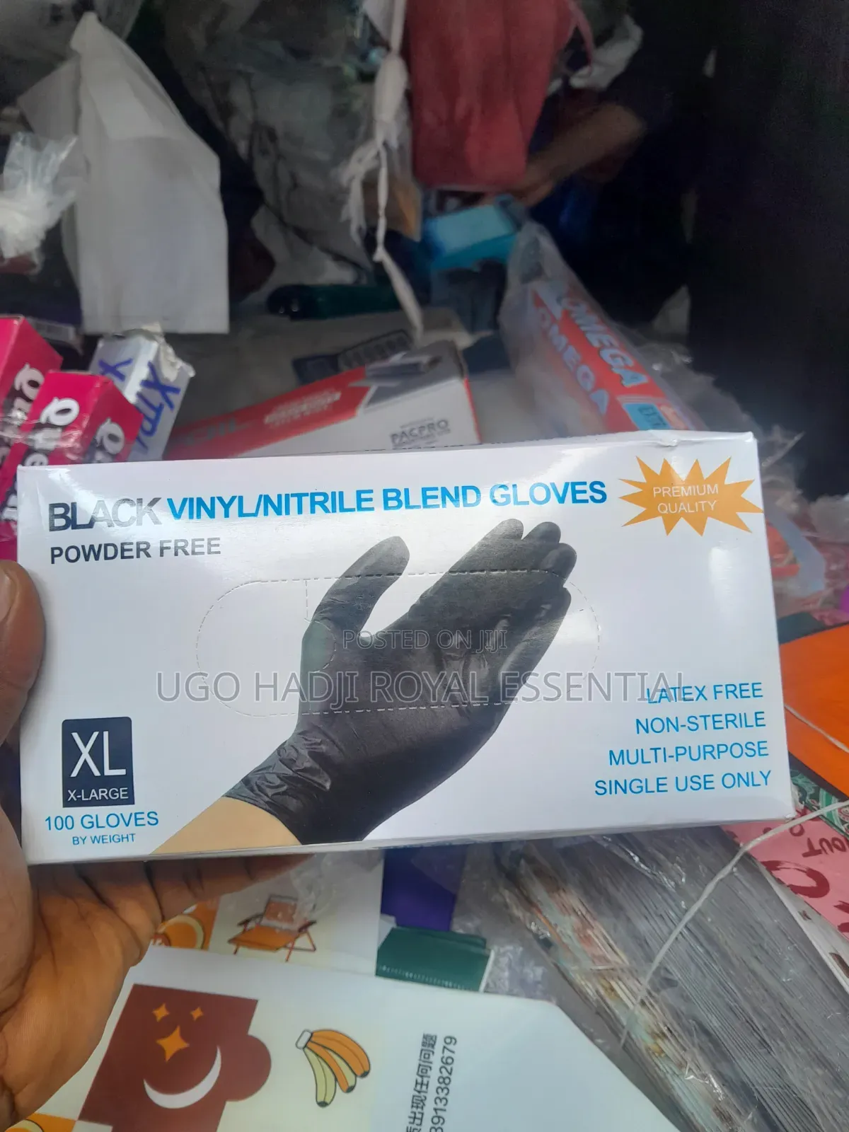 Black Vinyl/Nitrile Blend Gloves-Powder & Latex Free (100 PCS Box) -XL