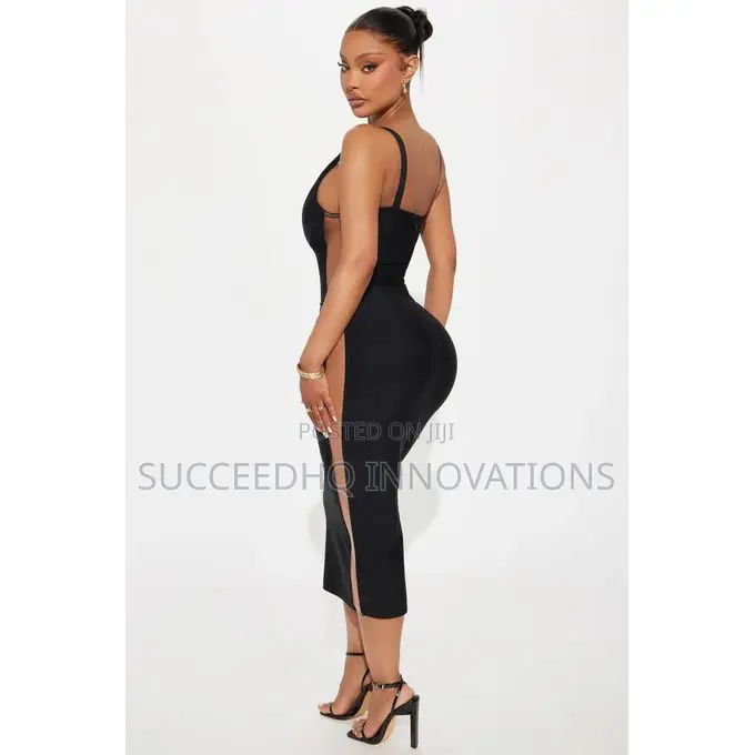 Topic of Conversation Mesh Bandage Midi Dress