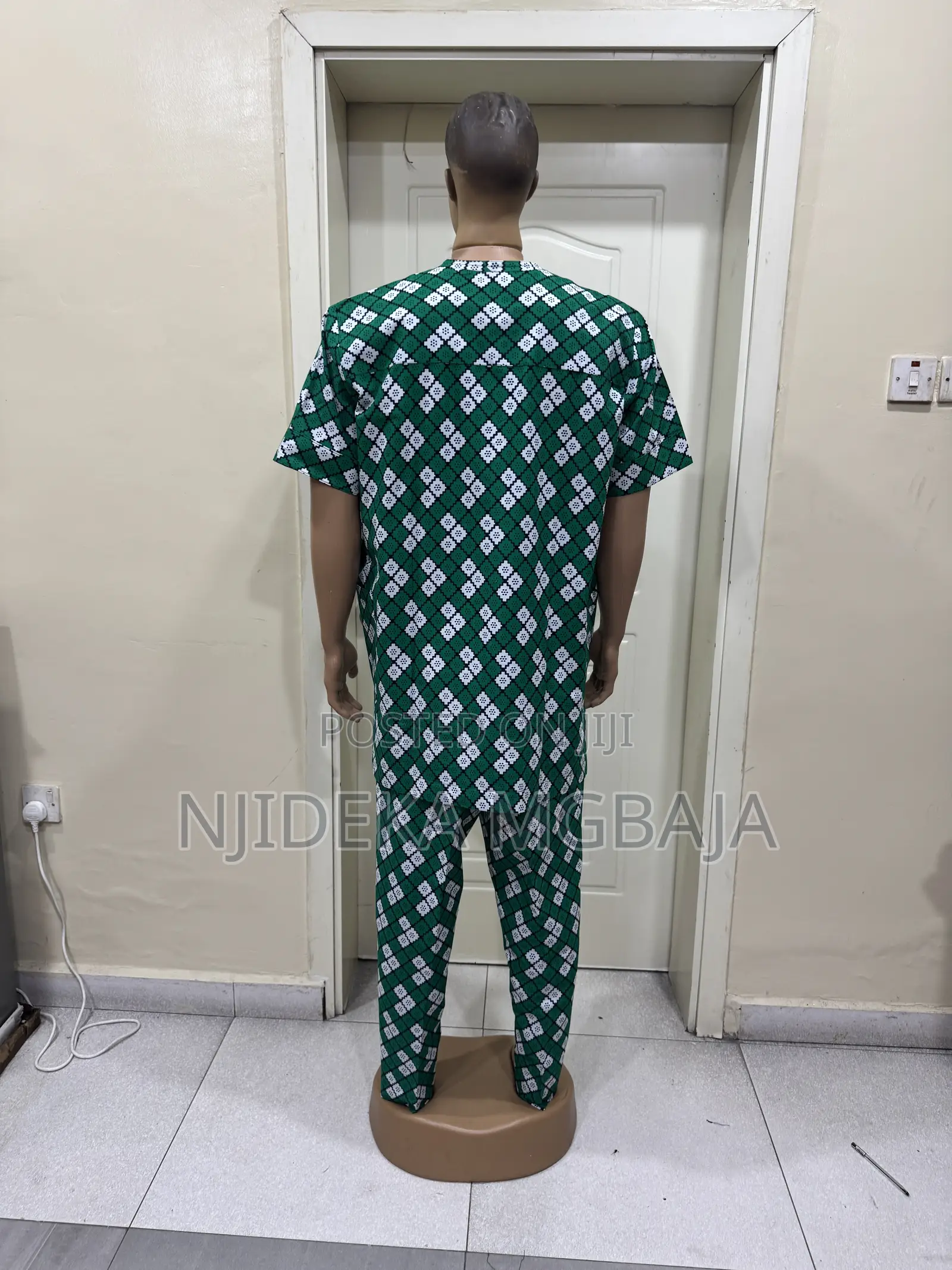 Men's Green Ankara Two-Piece Outfit