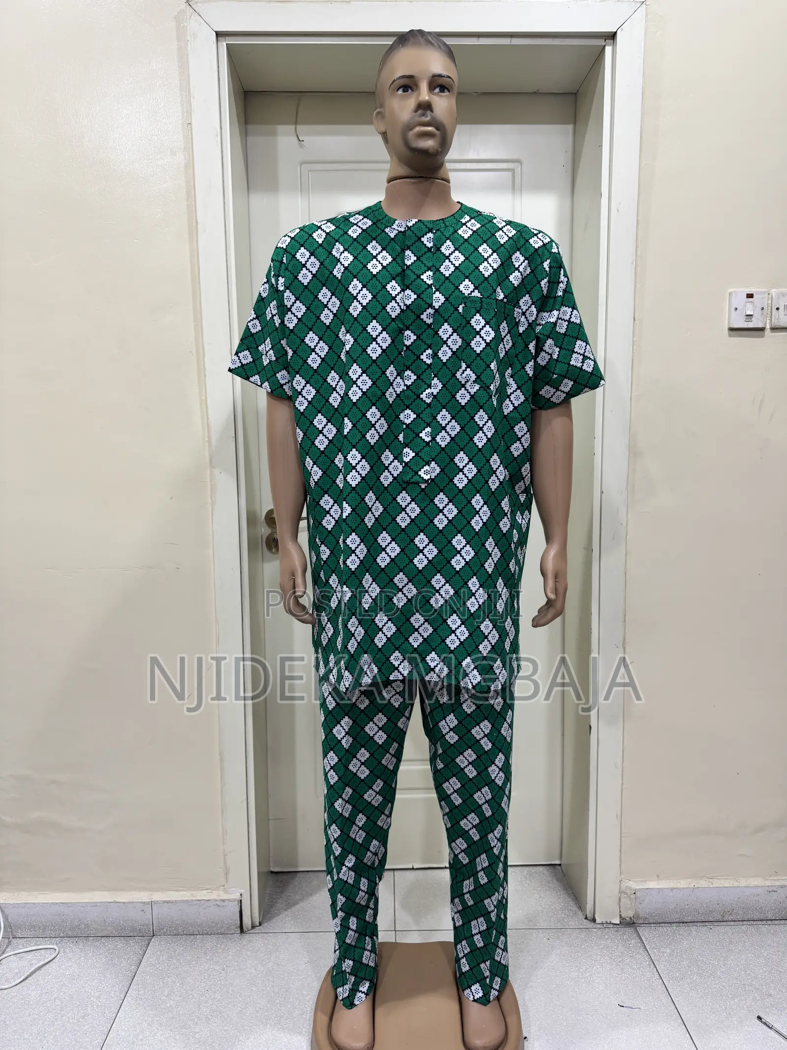 Men's Green Ankara Two-Piece Outfit