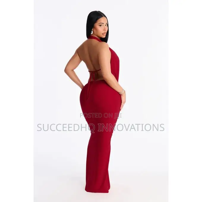 Hilana Draped Cowl Neck Backless Maxi Dress