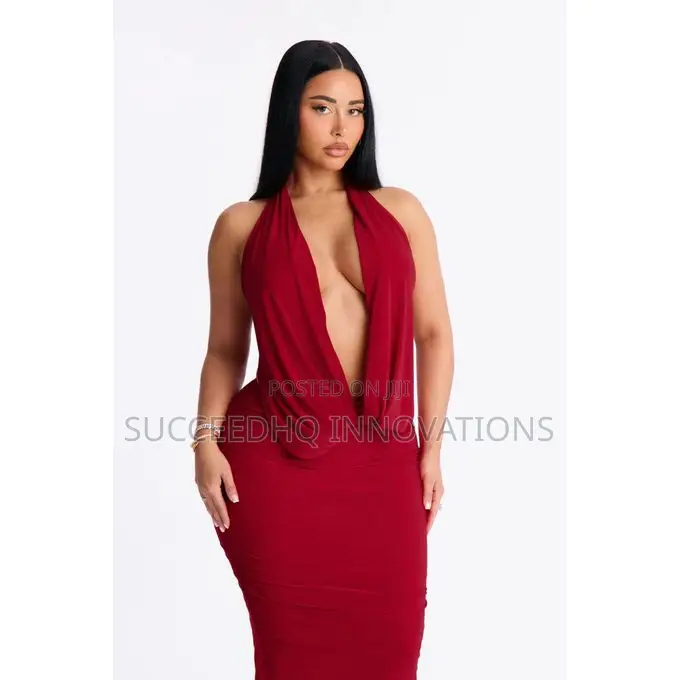 Hilana Draped Cowl Neck Backless Maxi Dress