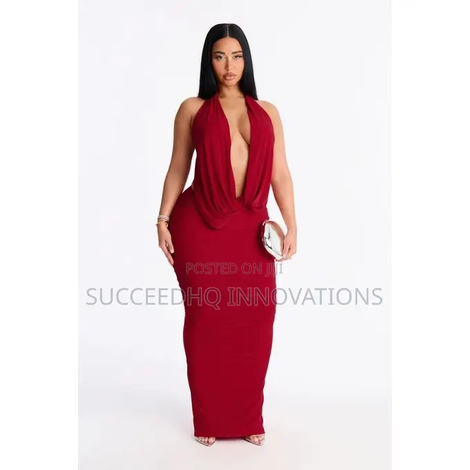 Hilana Draped Cowl Neck Backless Maxi Dress
