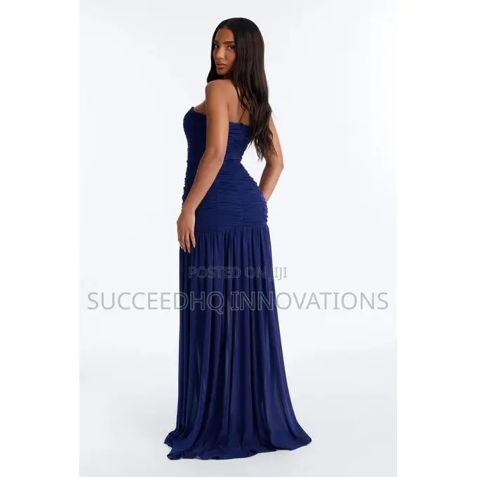 Soft Glam Ruched Mesh Gown