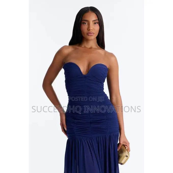Soft Glam Ruched Mesh Gown