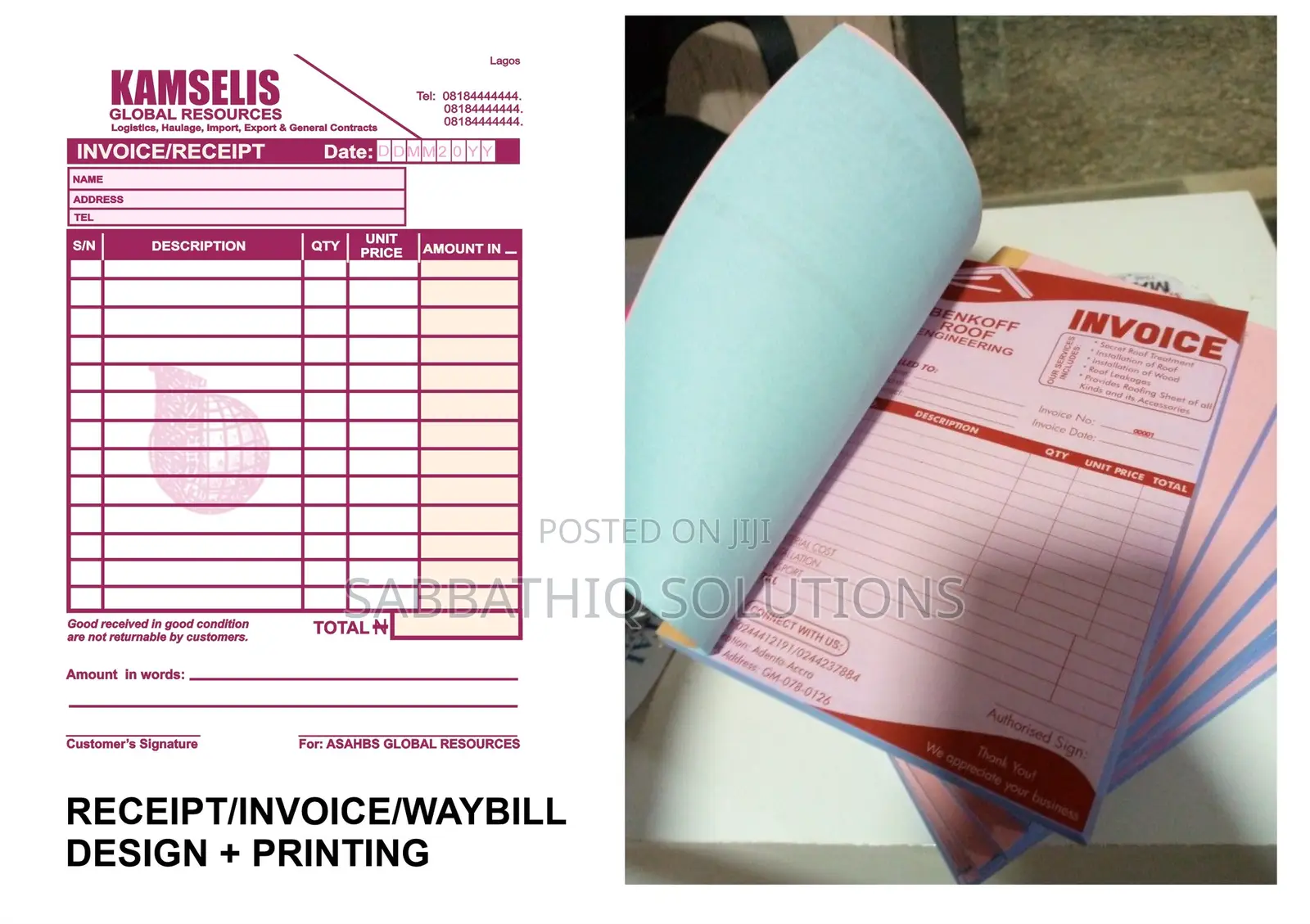 Receipt Booklets Printing | Custom Business Invoice in All Sizes