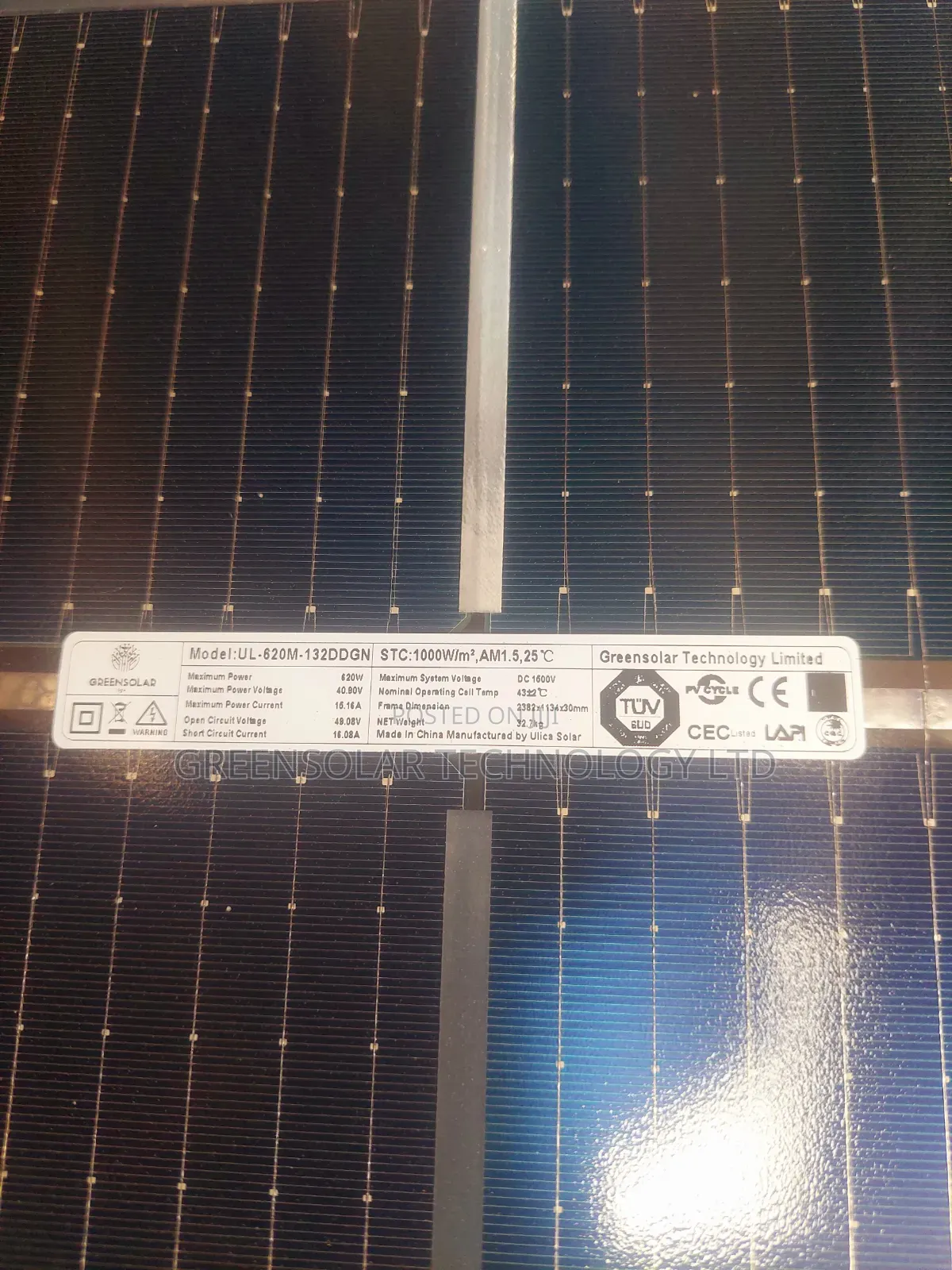 620w Bifacial NType GreenSolar Panel