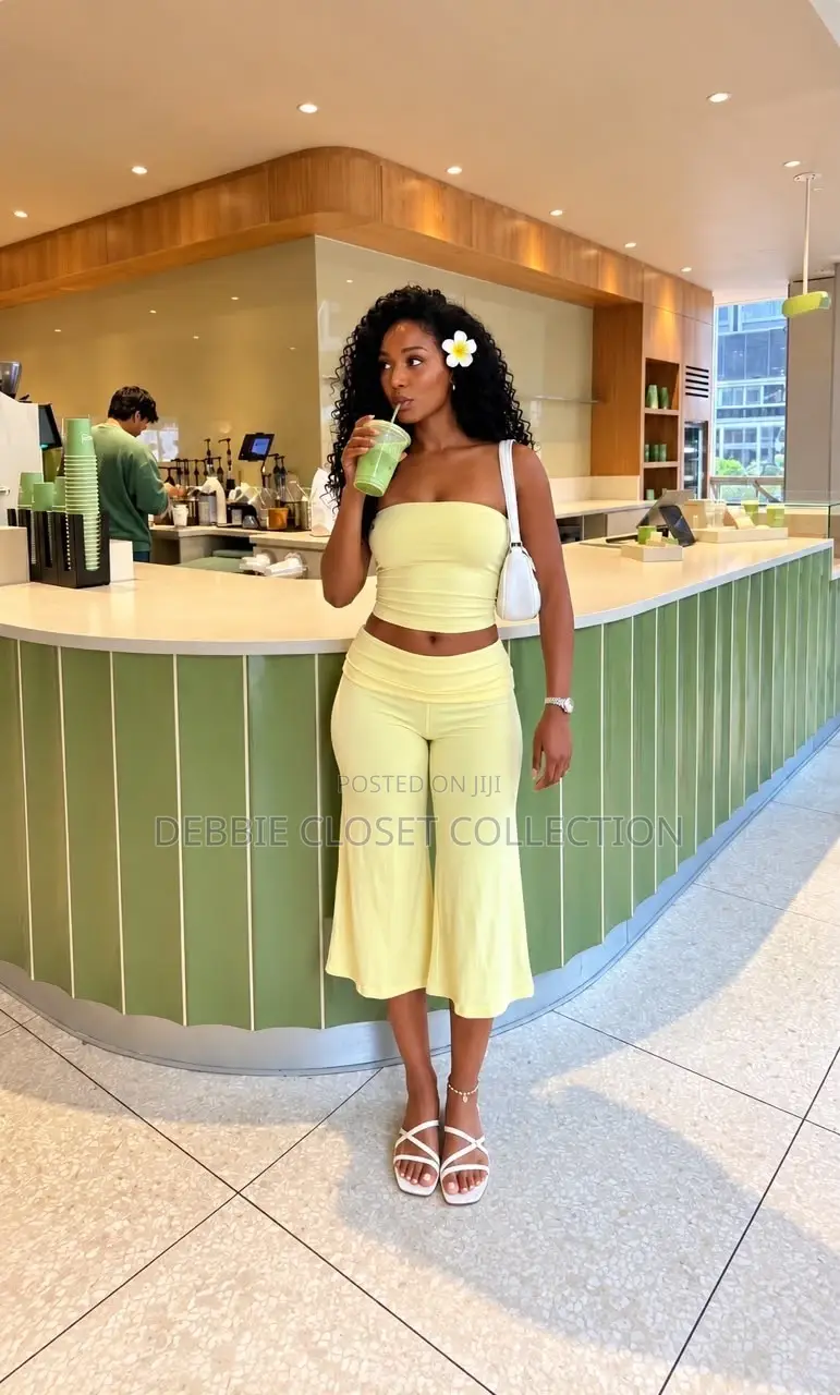 A Fashionable Yellow Two Piece for Ladies