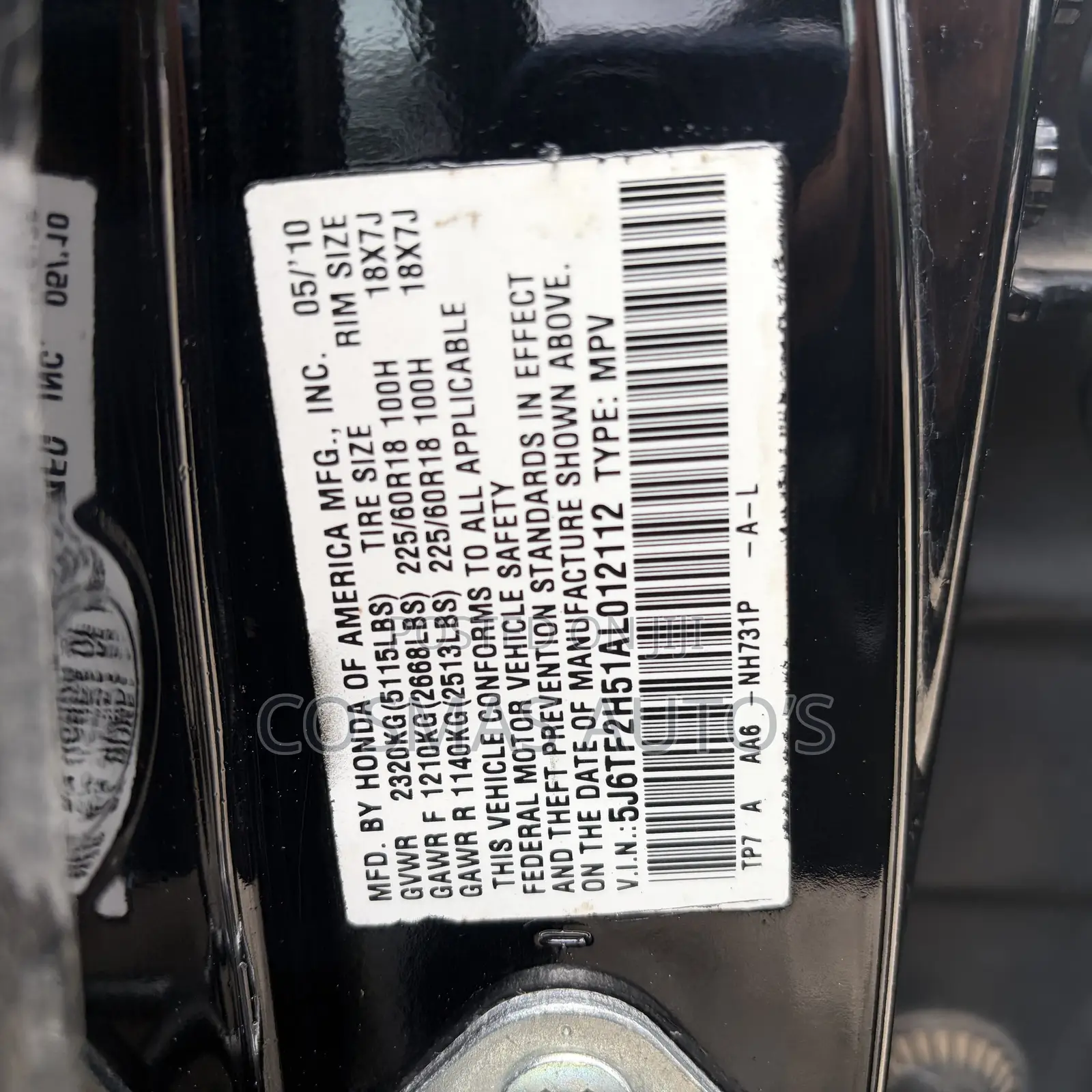 Honda Crosstour 2.4 FWD 2011 Black
