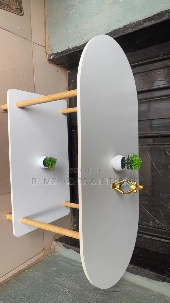 Double Layer Warm White Wooden Top Center Table