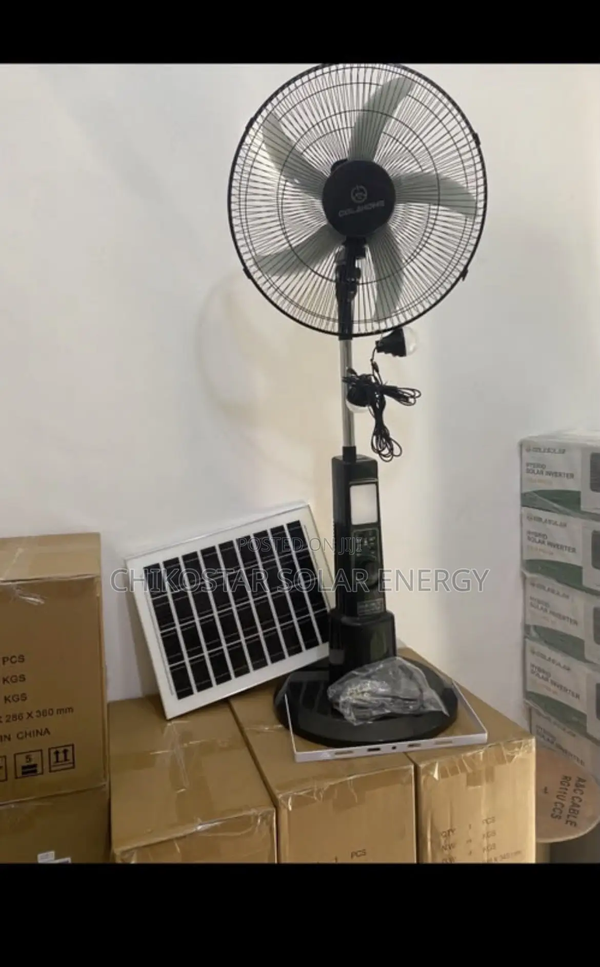 Hamtem 16" Solar Rechargeable AC/DC Standing Fan (Model HS-FG)