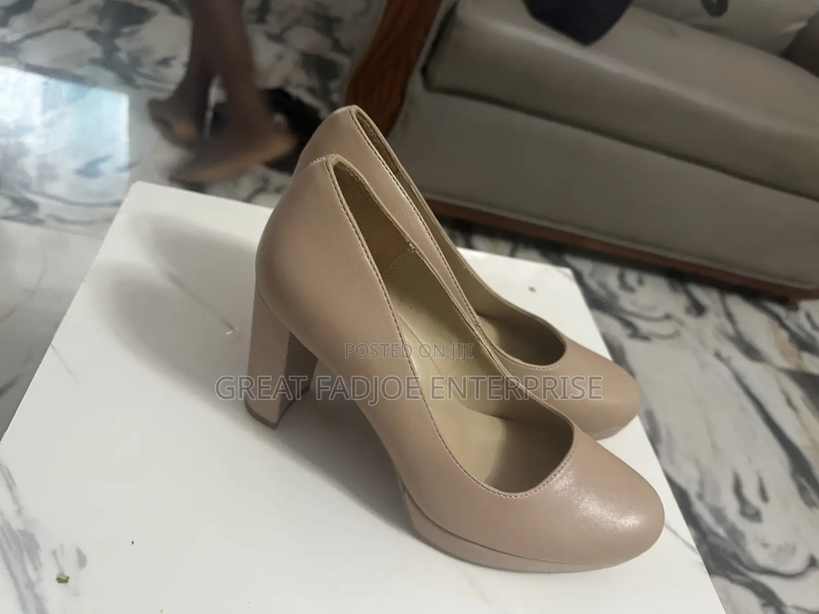 Elegant Nude Block-Heel Pumps
