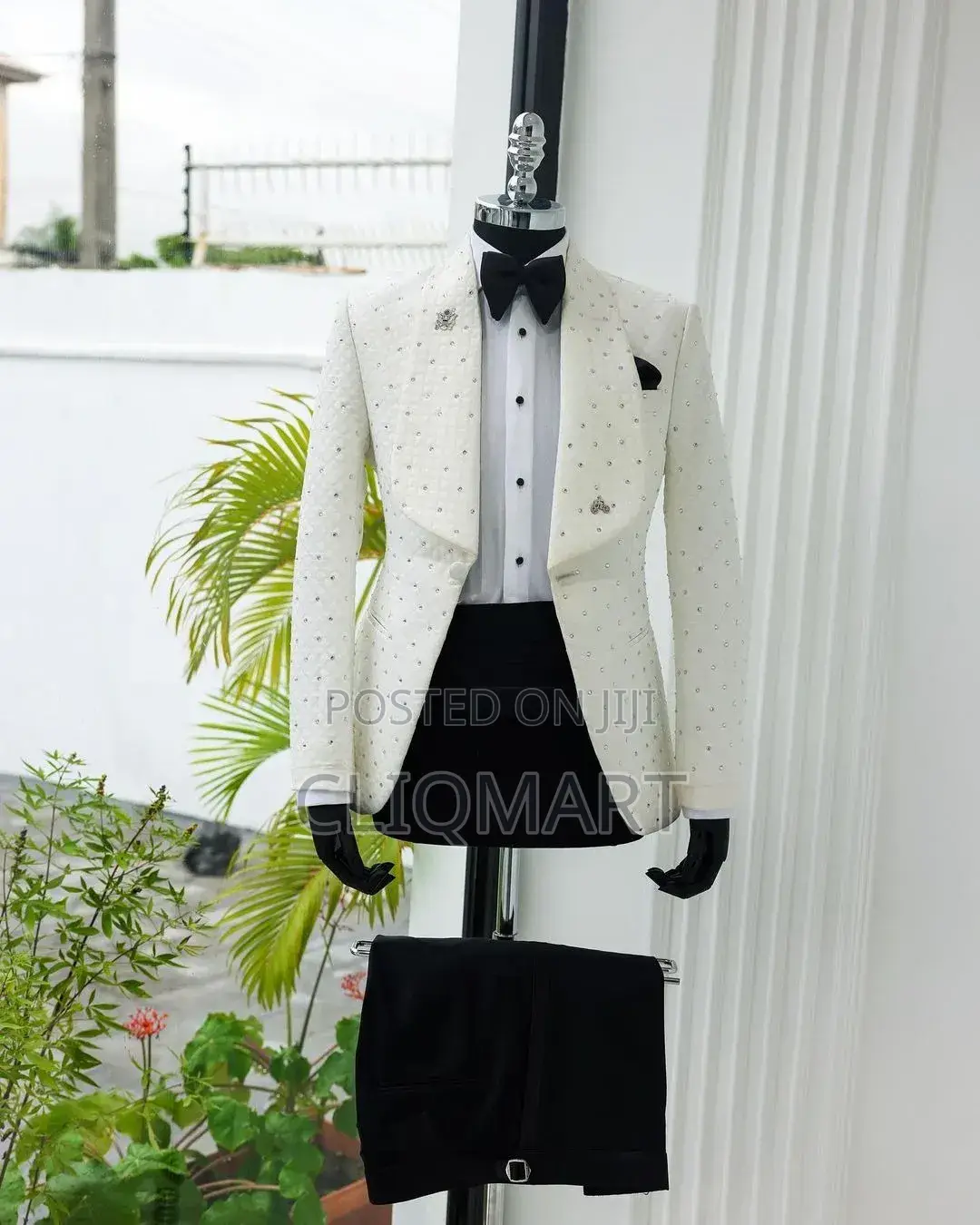 Luxury Ivory Tuxedo Suit – Embellished Formal Wear With Shawl Lapel