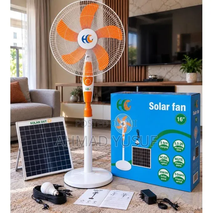16inches Solar Rechargeable Standing Fan