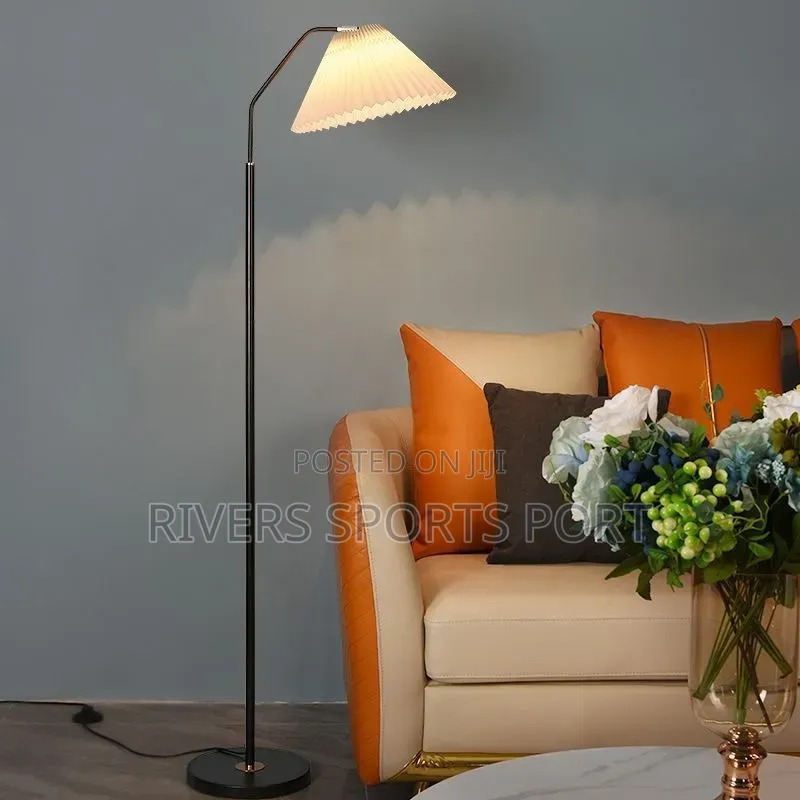 White Pleated Shade Floor Standing Lamp, Soft Warm Ambient Decor Light