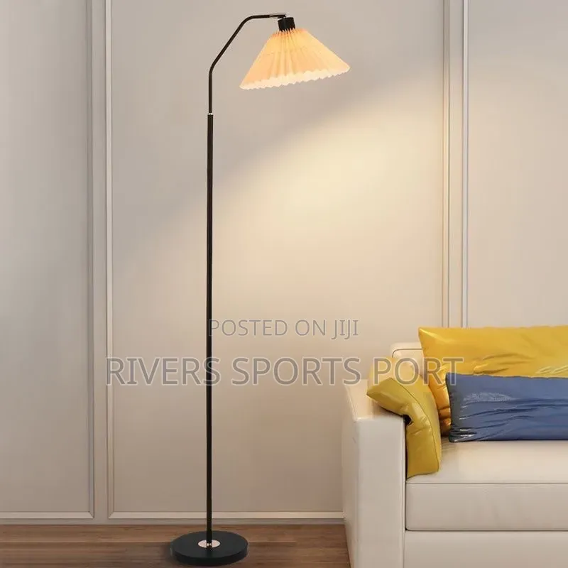 White Pleated Shade Floor Standing Lamp, Soft Warm Ambient Decor Light