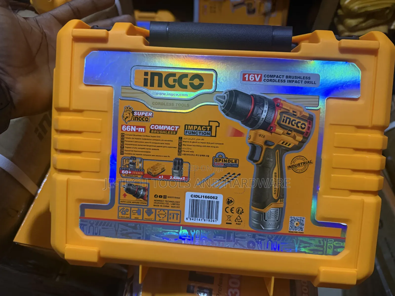 INGCO 16V Compact Brushless Cordless Impact Drill. 66N•M