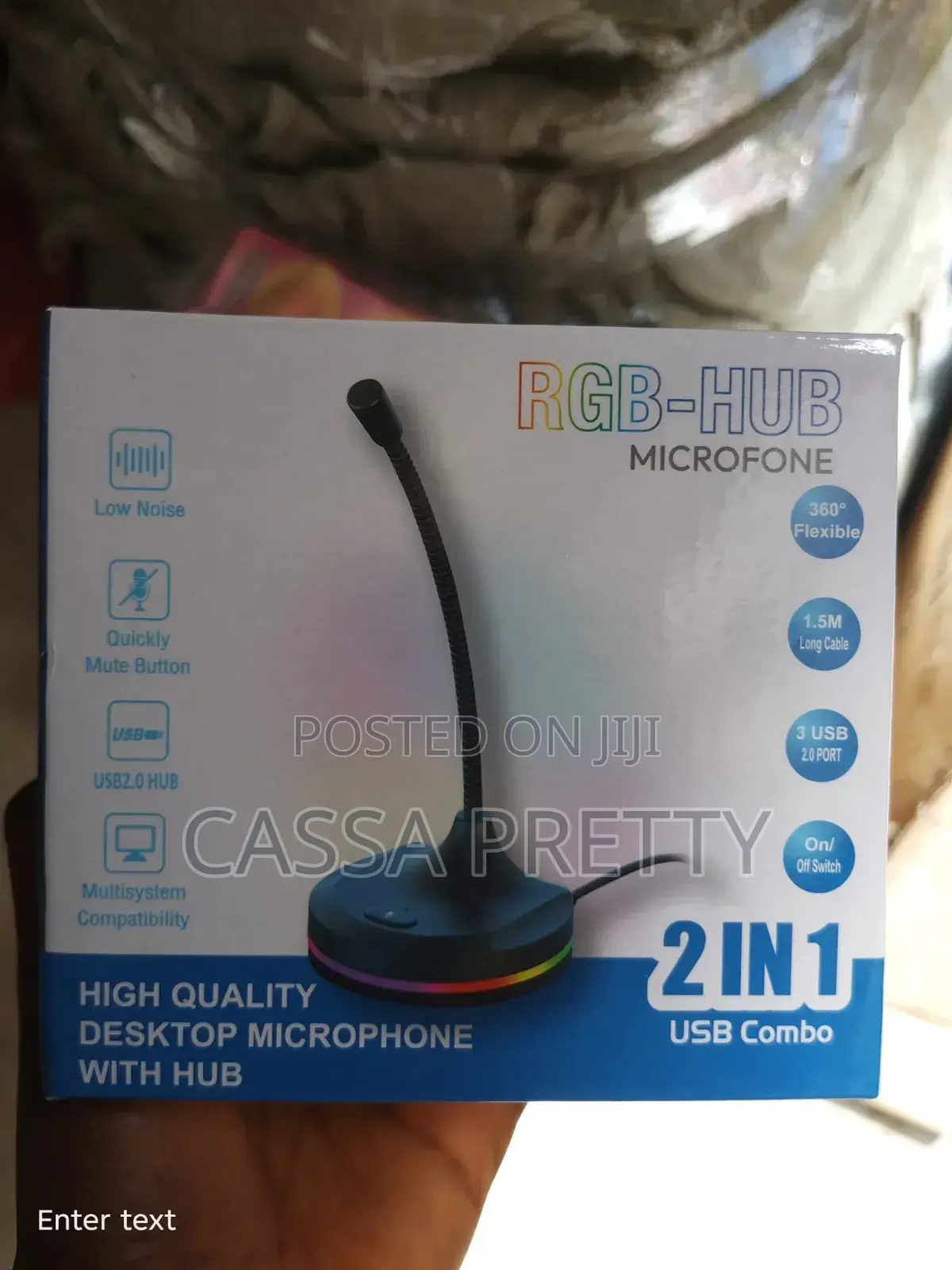 2-in-1 RGB Desktop Microphone With USB Hub