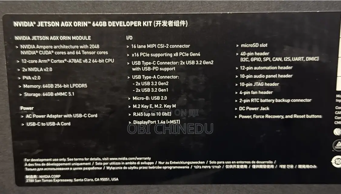 NVIDIA Jetson AGX Orin 64GB Developer Kit