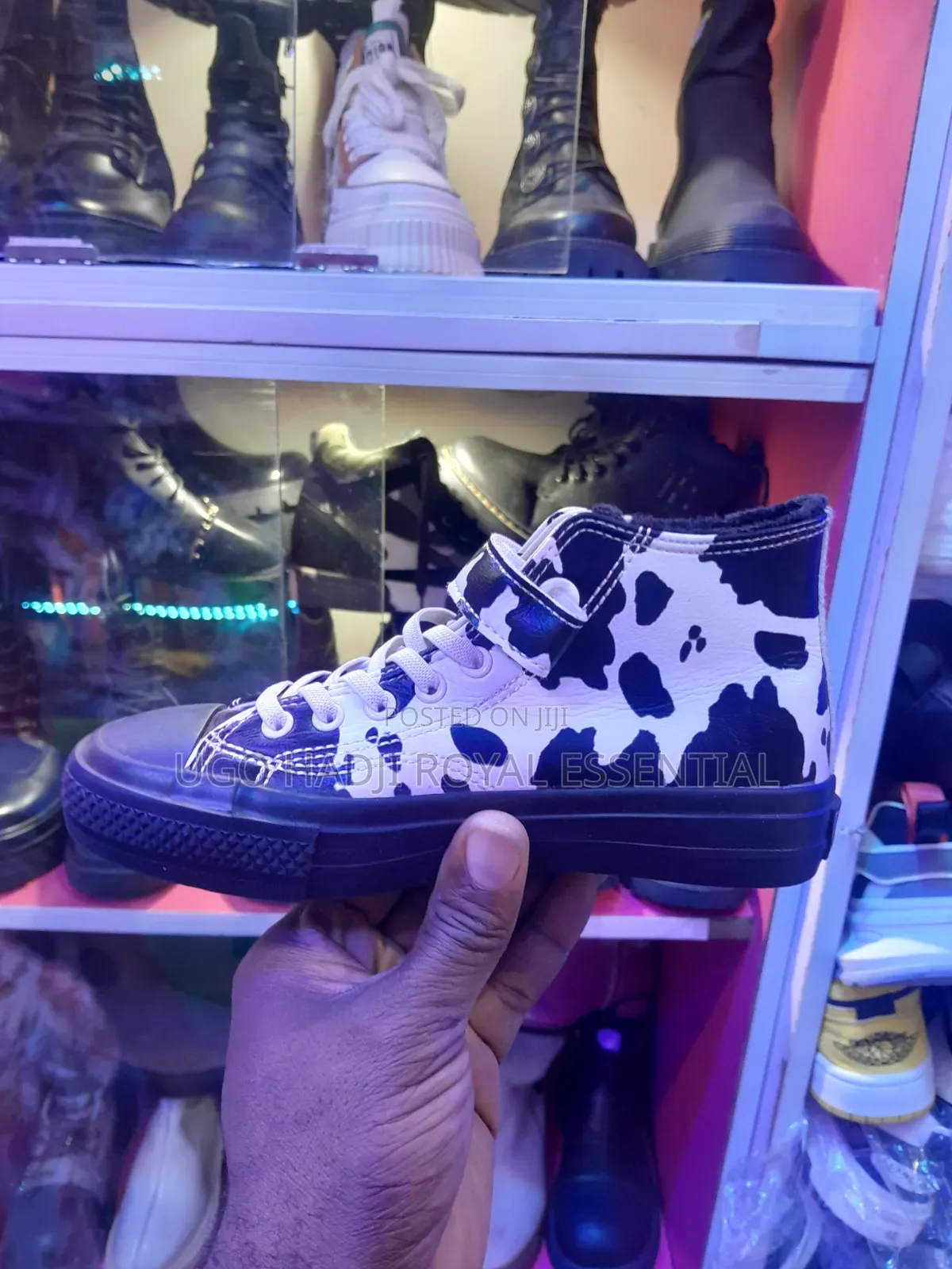 Trendy Cow Print High-Top Canvas Sneakers