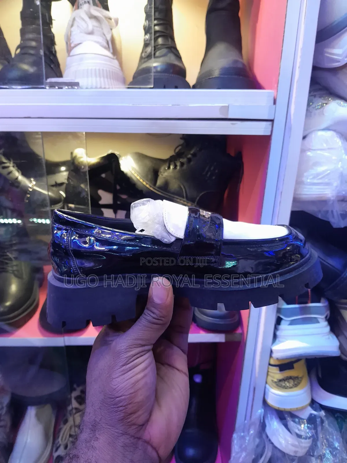 • Quality Two-Tone Patent Leather Chunky Loafers for Ladies