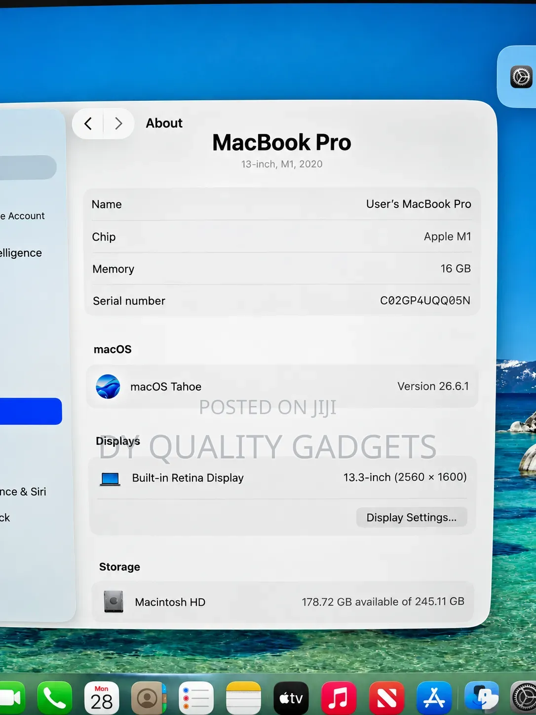 Laptop Apple MacBook Pro 2020 16GB Apple M1 SSD 256GB