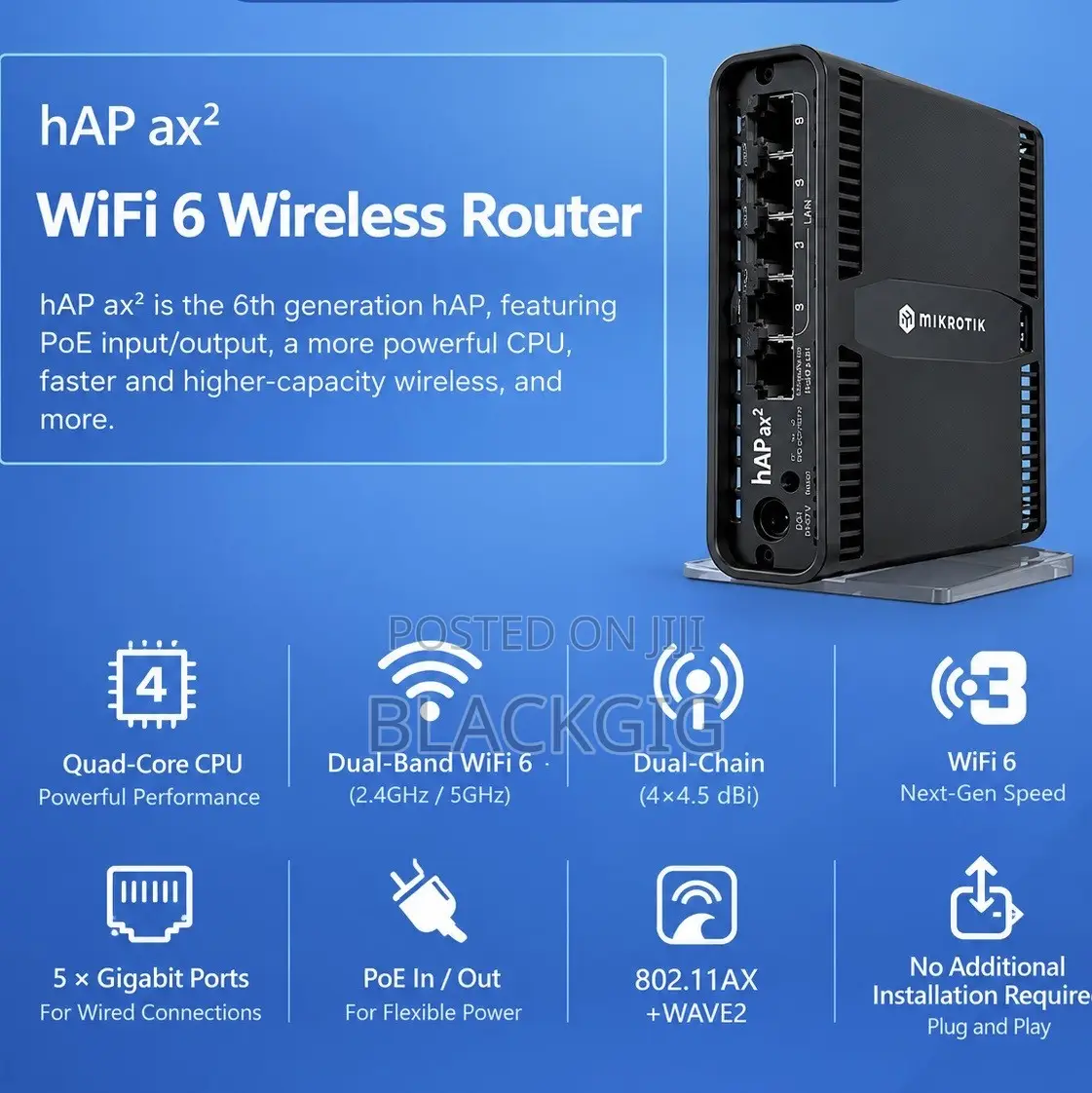 Mikrotik C52iG-5HaxD2HaxD-Tc hAP Ax2 Gigabit Dual Band VPN Router Wifi