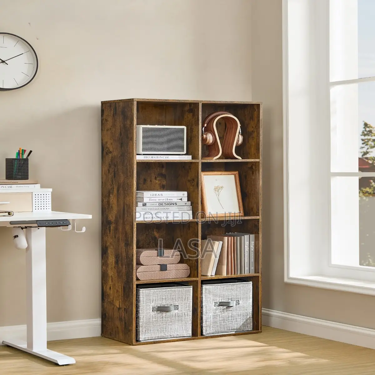 8 Cube Bookcase Storage Shelf Freestanding Vintage Brown