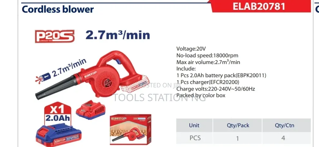 Emtop 20v 2in1 Cordless Aspirrator Blower/Airblower