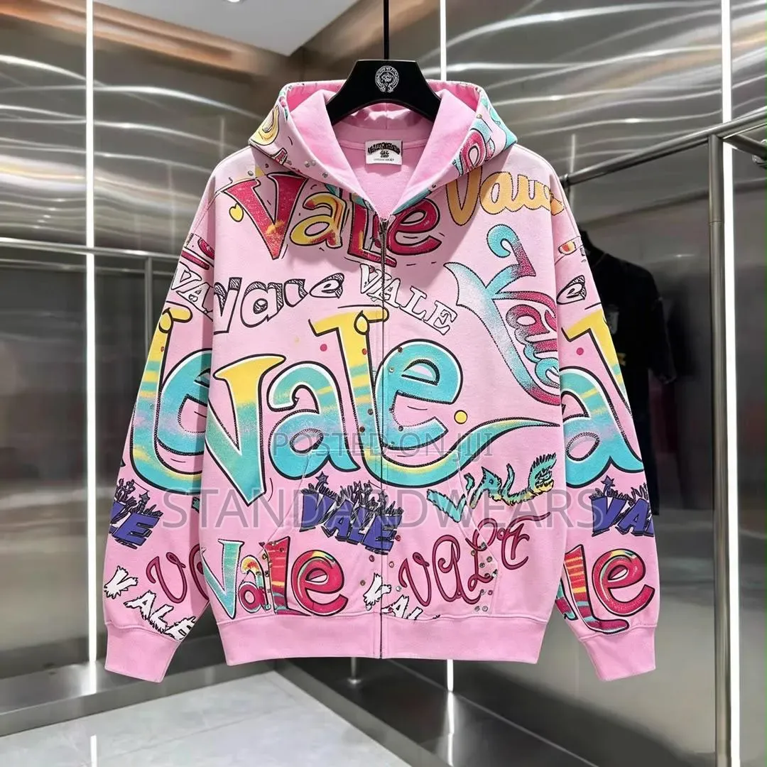 Graffiti Print Zip-Up Hoodie – Oversized