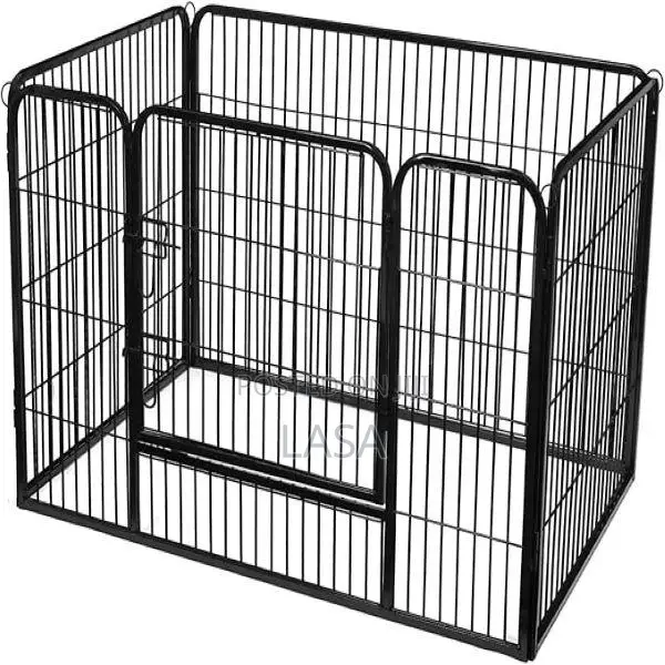 LASA Portable Steel Foldable Pet Playpen Black Panels