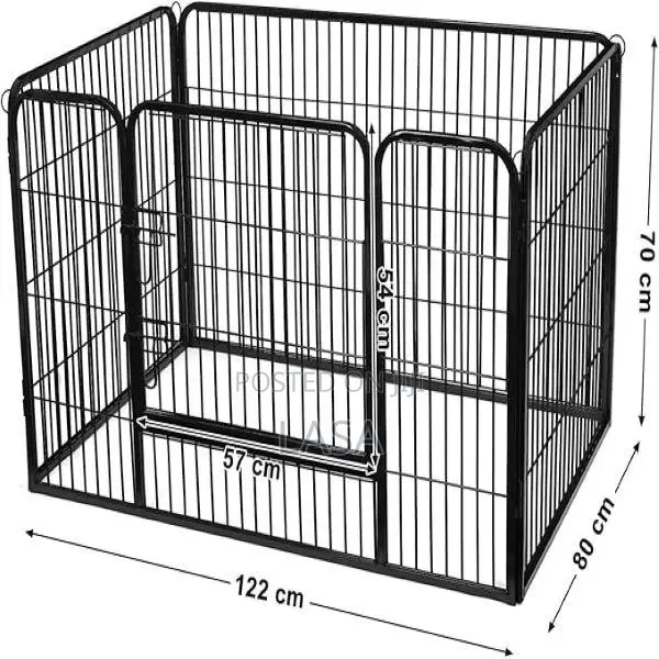 LASA Portable Steel Foldable Pet Playpen Black Panels