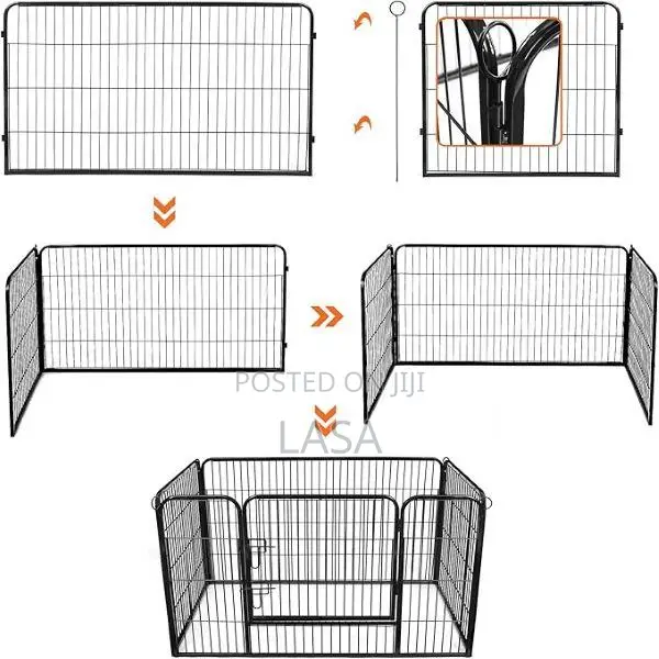 LASA Portable Steel Foldable Pet Playpen Black Panels